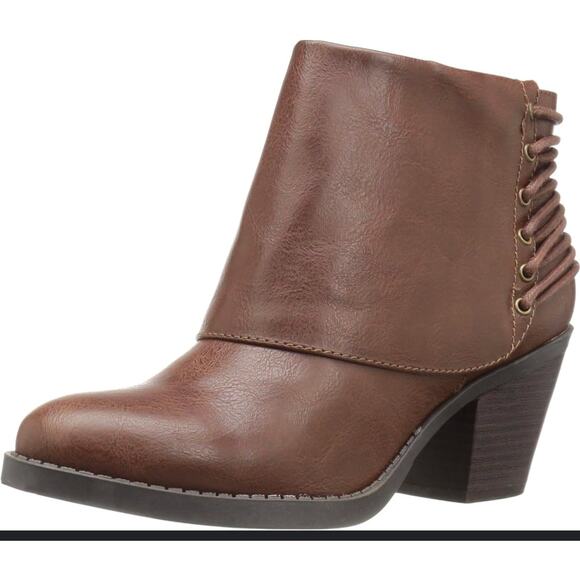 Womens Rampage Tailspin Lace-up Stacked 2.5 in Heel Booties Chestnut Brown 8.5 M - Picture 1 of 10